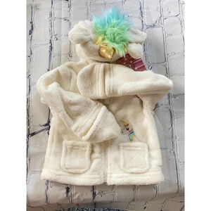 New Baby Girl Wippette Unicorn Warm Fall Sweater Jacket 3-6m Hood/Hand Covers